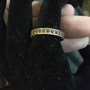 STERLING SILVER MARKED 925 RED STONE ETERNITY BAND SIZE 8.5